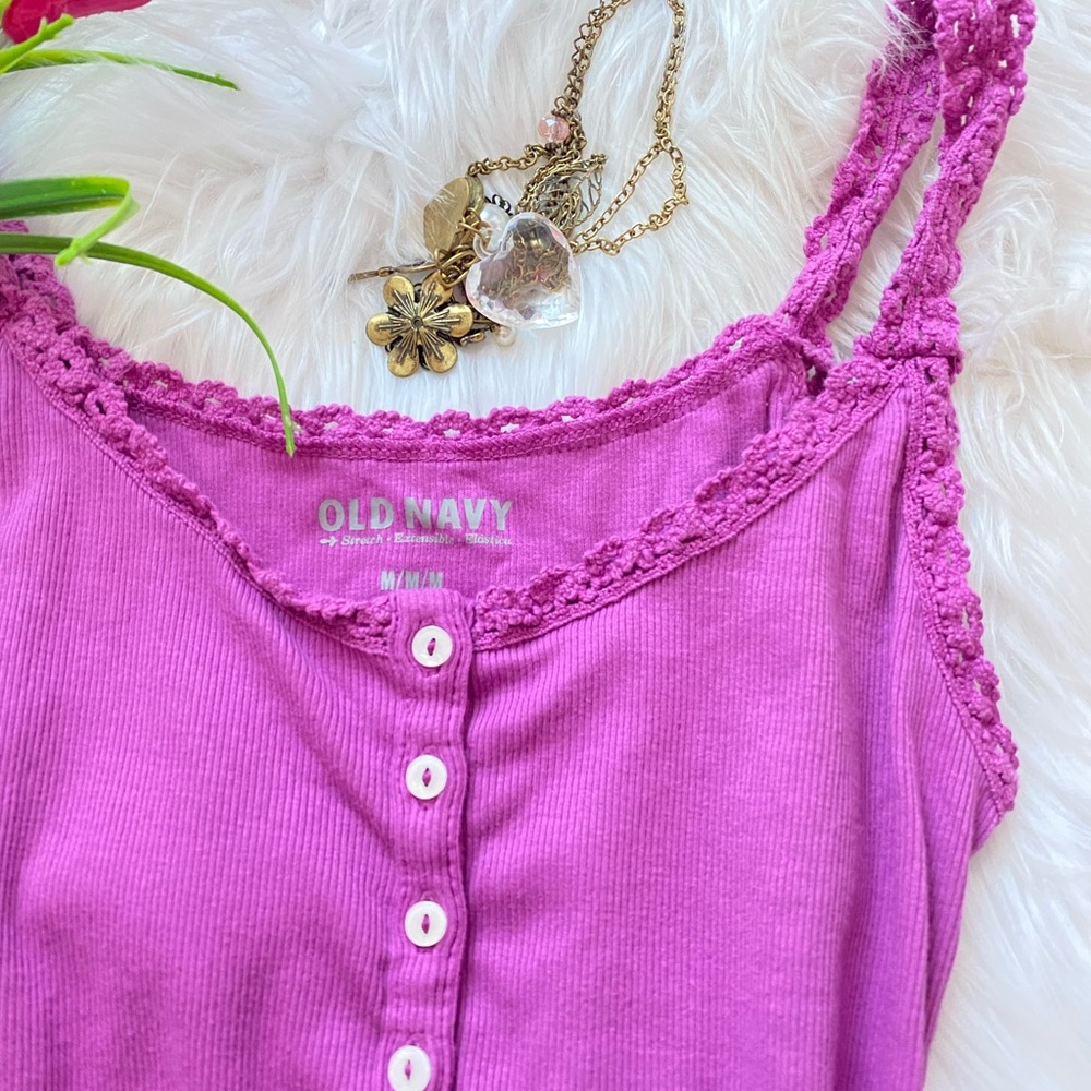 Old Navy Pink Sleeveless Buttoned Tank Top